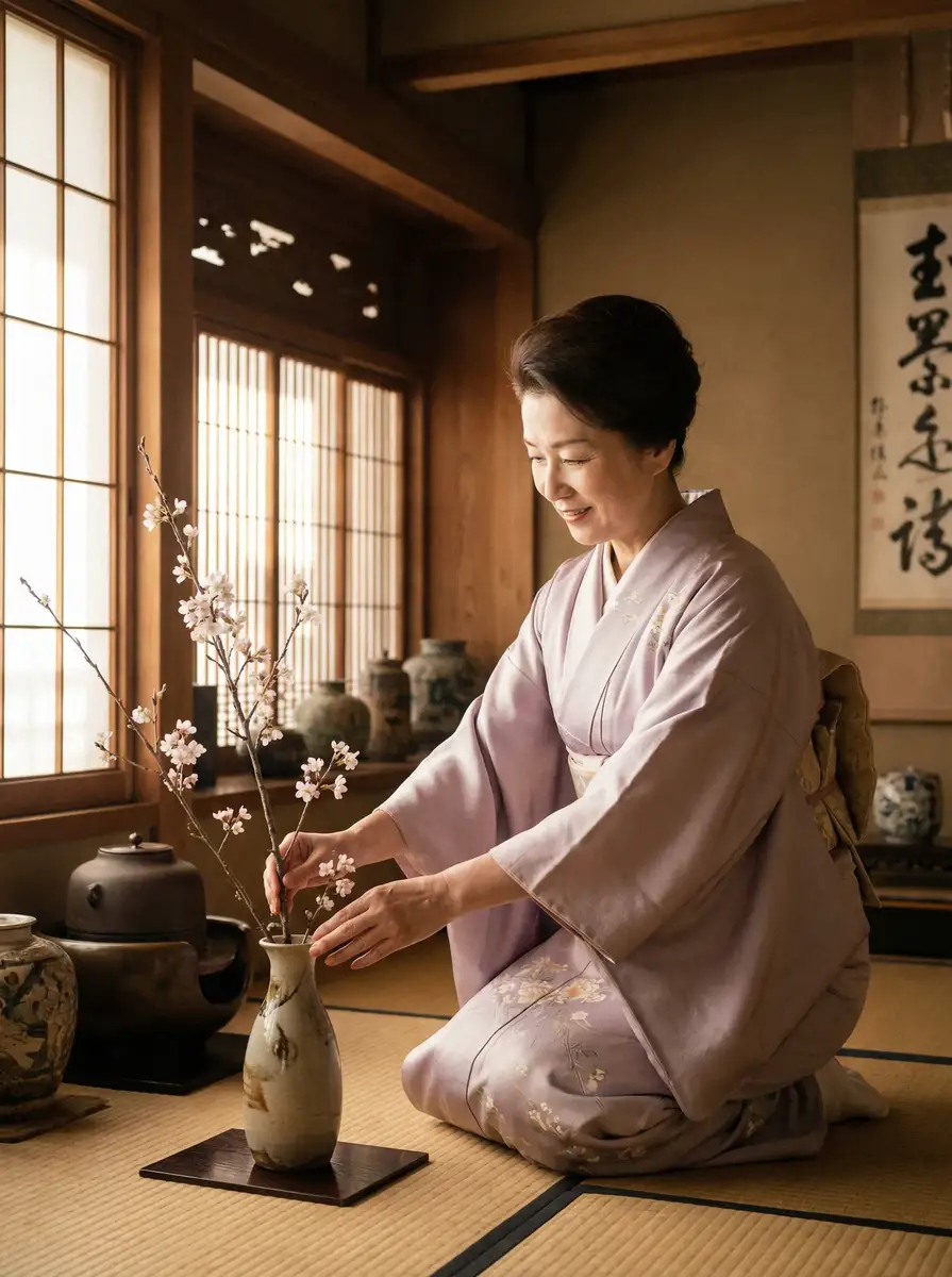 一位优雅的 青青草视频-免费高清大片|最新影视资源|极速在线播放 在和室中插花
